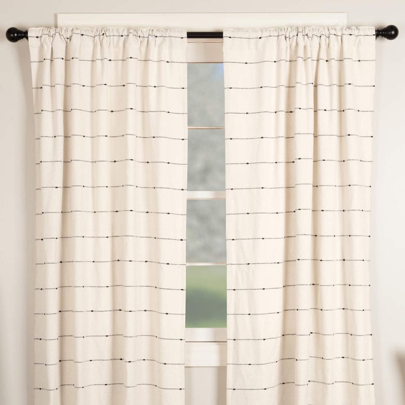 Piper Classics Farmcloth Stripe Panel Curtains, Set of 2, 84" Long, Urban Rustic Farmhouse Style Curtain, Natural Cream Woven w/Black Stripes - Image 5